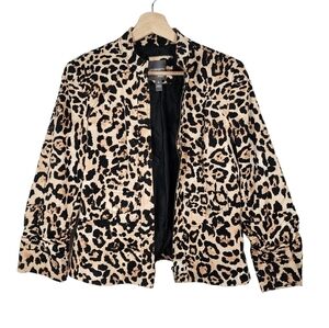 Anthracite by Muse Women's Size 6 leopard print zip up Blazer Work jacket